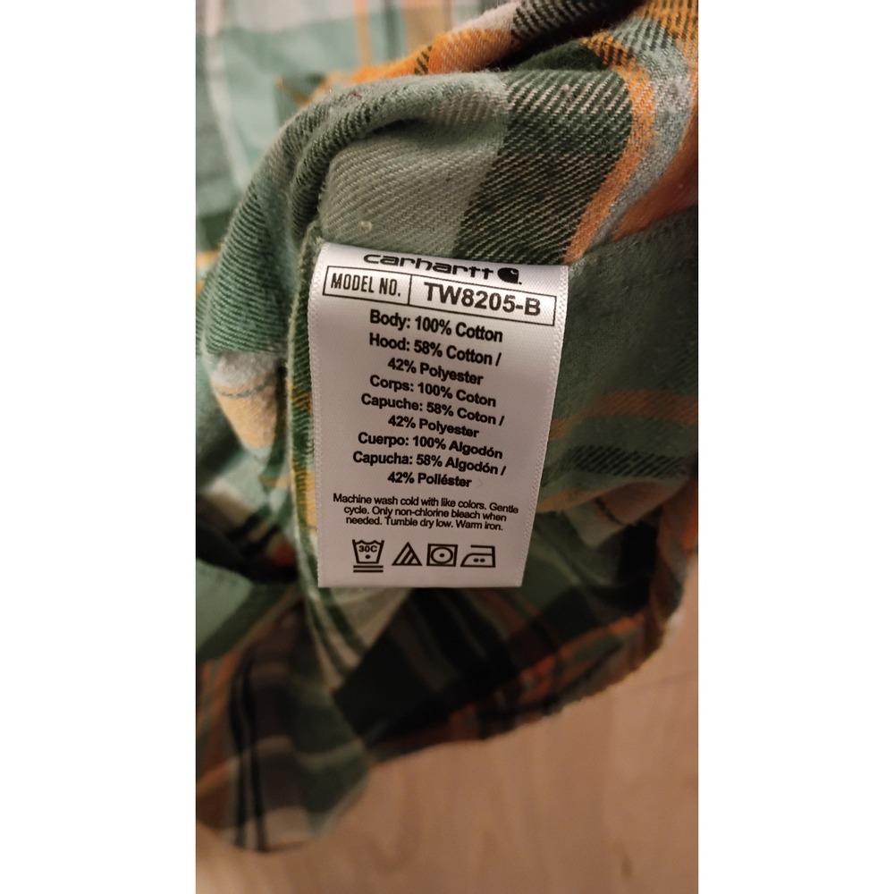 Carhartt Boys Plaid Hooded Flannel Shirt TW8205-B Size S 8-10 Autumn, Gorpcore. - Picture 5 of 6